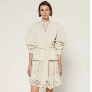 Current Air Belted Puff Sleeve Shacket 100% Cotton